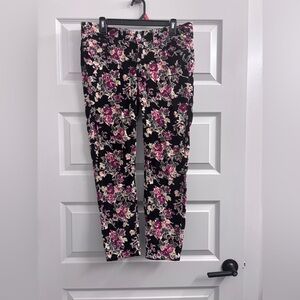 Free People Corduroy Velvet Multicolor Flower Floral Pants Pattern Print Boho